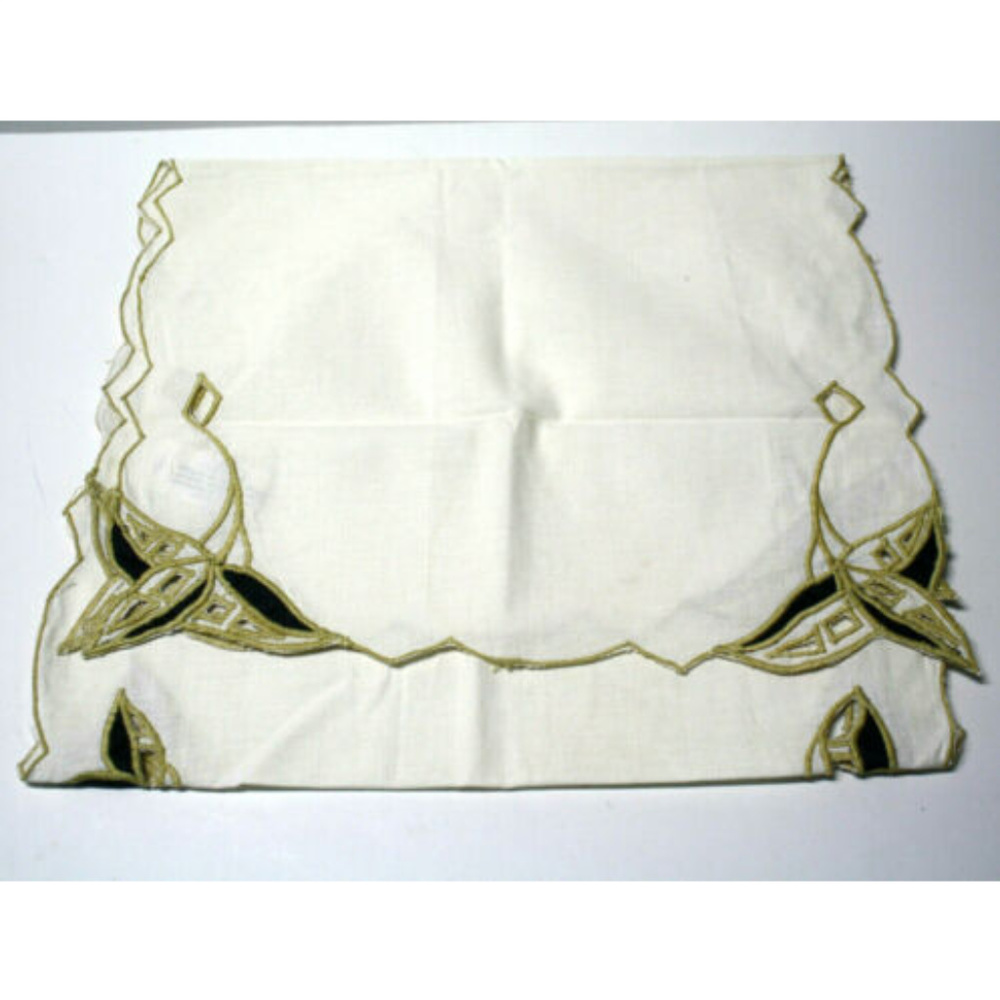 Beige Cut Work Rectangular Table Runner 14.5 x 50"
